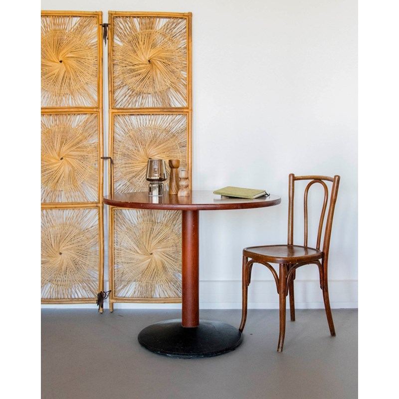 Table à manger en bois foncé et métal n°1144
