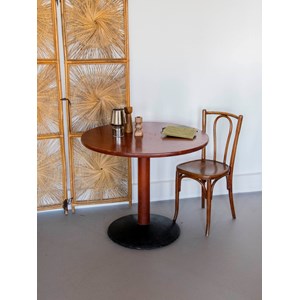 Table à manger en bois foncé et métal n°1144