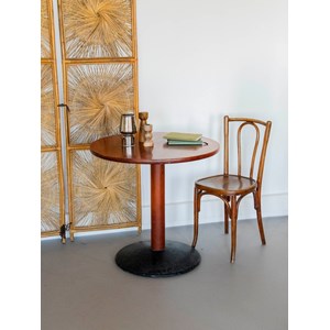Table à manger ronde en bois foncé n°1145
