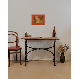 Table d'appoint en bois et métal noir n°861