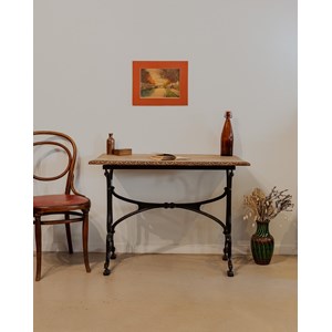 Table d'appoint en bois et métal noir n°861