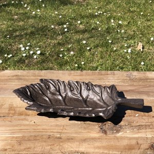 Mangeoire à oiseaux abreuvoir jardin feuille en fonte marron 26cm