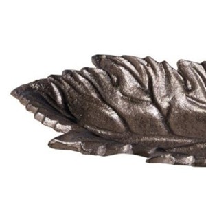 Mangeoire à oiseaux abreuvoir jardin feuille en fonte marron 26cm
