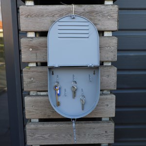 Boite armoire à clés murale décorative en métal gris 23 x 50 cm