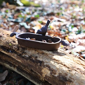 Mangeoire à oiseaux abreuvoir jardin fonte marron 26cm