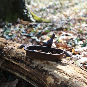 Mangeoire à oiseaux abreuvoir jardin fonte marron 26cm