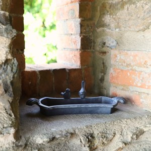 Mangeoire à oiseaux abreuvoir jardin fonte grise 30cm