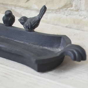 Mangeoire à oiseaux abreuvoir jardin fonte grise 30cm