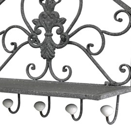 Porte manteaux étagère en métal gris 51 x 38 x 18.5 cm