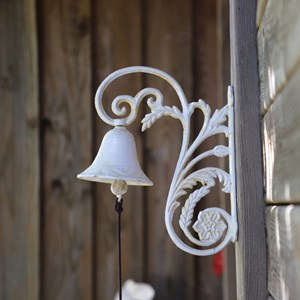 Cloche de jardin de porte ancienne en fonte blanche 23 x 19.5 cm
