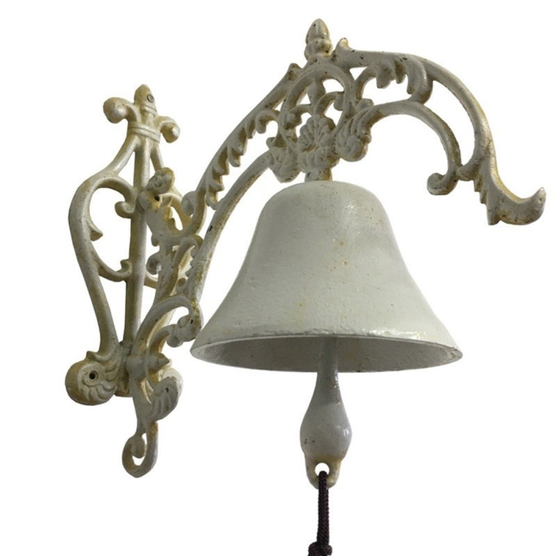 Cloche de jardin de porte ancienne en fonte blanche 24 x 26 cm