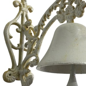 Cloche de jardin de porte ancienne en fonte blanche 24 x 26 cm