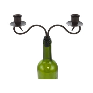 Bougeoir bouteille 2 supports en métal marron 23 x 16.5 cm