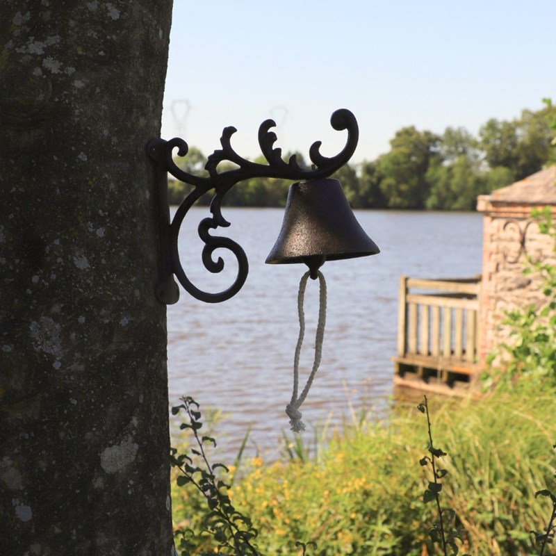 Cloche de jardin de porte ancienne fonte marron 20 x 17 cm