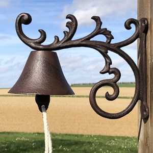 Cloche de jardin de porte ancienne fonte marron 20 x 17 cm