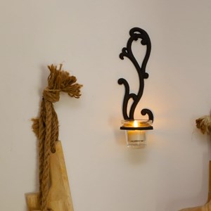 Bougeoir mural en fonte marron 25 x 10 cm