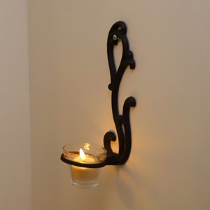 Bougeoir mural en fonte marron 25 x 10 cm