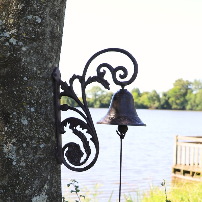 Chemin De Campagne - Cloche de jardin de porte ancienne fonte marron 28x20cm