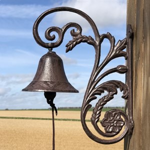 Cloche de jardin de porte ancienne fonte marron 28x20cm