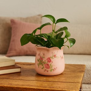 Cache-pot en céramique rose ø.15.5 x 14.5 cm