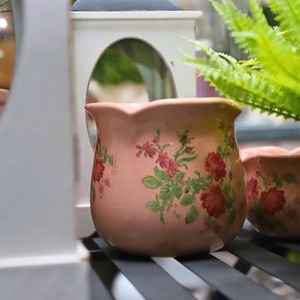 Cache-pot en céramique rose ø.15.5 x 14.5 cm