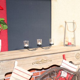 Photophore bougie noël bougeoir lanterne métal verre noir 40cm