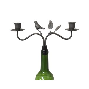 Bougeoir bouteille 2 supports en métal marron 22.5 x 16.5 cm