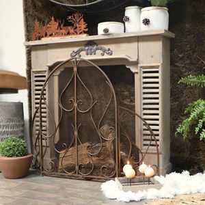 Bougeoir 4 supports en bois et métal marron 24 x 24 x 11