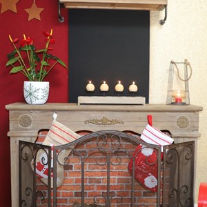 Bougeoir 4 supports en bois et métal marron 46 x 13 x 11