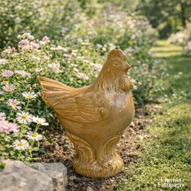 Coq en céramique émaillée marron 18.5 x 13.5 x 23.5cm