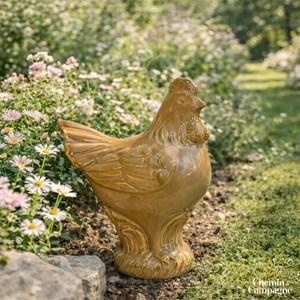 Coq en céramique émaillée marron 18.5 x 13.5 x 23.5cm