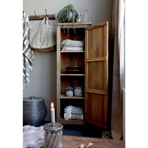 Armoire 1 porte rangement chambre salle de bain bois marron 160cm