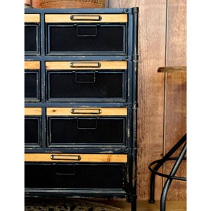 Commode industrielle en bois marron et fer noir 107 x 34 x 86.5 cm