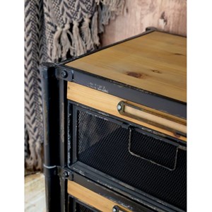 Commode industrielle en bois marron et fer noir 107 x 34 x 86.5 cm