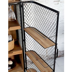 Meuble desserte roulettes chariot cuisine bois marron fer noir 116.5cm