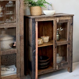 Armoire buffet vaisselier 2 portes rangement cuisine bois marron 100cm