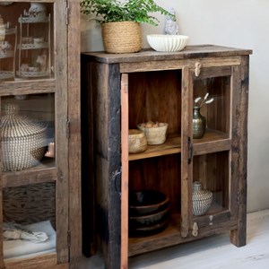 Armoire buffet vaisselier 2 portes rangement cuisine bois marron 100cm