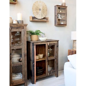 Armoire buffet vaisselier 2 portes rangement cuisine bois marron 100cm