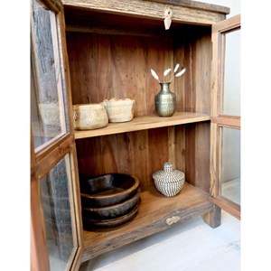 Armoire buffet vaisselier 2 portes rangement cuisine bois marron 100cm