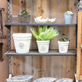 Cache-pot rond en ciment vieilli beige ø20 x ht.20 cm
