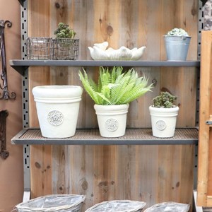 Cache-pot rond en ciment vieilli beige ø20 x ht.20 cm