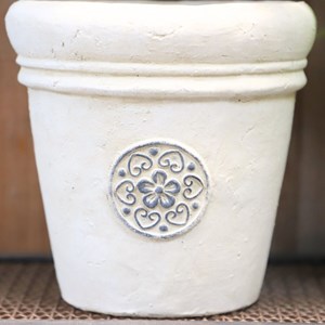 Cache-pot rond en ciment vieilli beige ø20 x ht.20 cm