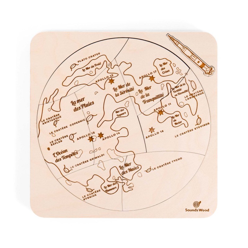 Manu&ludi - Puzzle éducatif en bois - la croûte et la surface de la lune