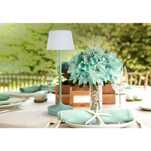 Lampe de table à batterie solaire emmi  - menthe et blanc