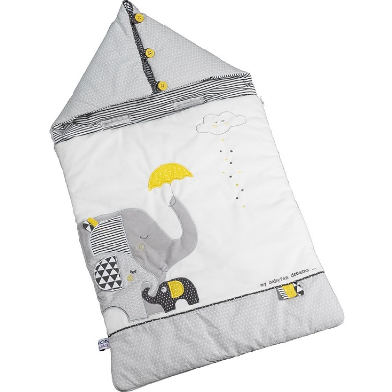 Nid d'ange passe sangle babyfan éléphant gris (80 cm)