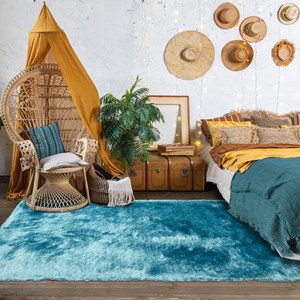 Tapis shaggy 240x340 bleu
