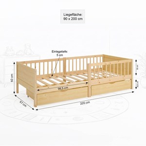 Lit enfant 90x200 cm naturel