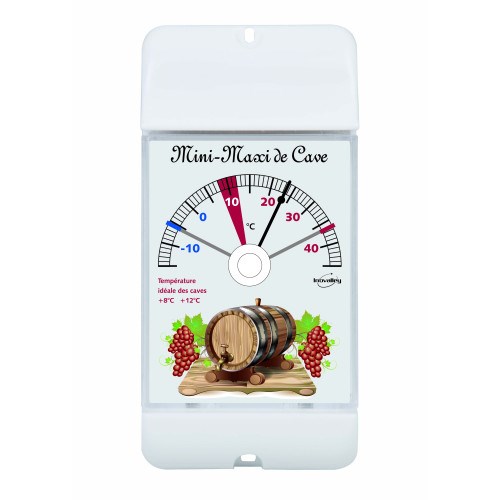 Thermomètre mini-maxi de cave blanc