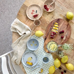 Coffret repas en polypropylène et cellulose happy fruits cerise