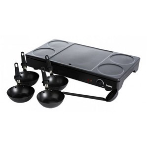 Set mini woks, crêpière et gril 1000w noir